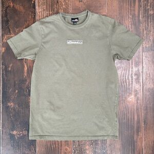 Ellesse Bamboo Logo T-Shirt L Olive Green Short Sleeve Crew Neck Athletic Tennis